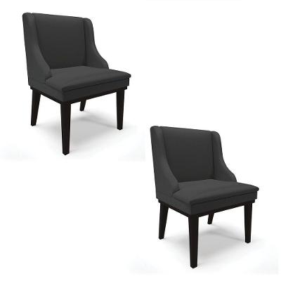 Kit 02 Cadeiras De Jantar Corino Base Madeira Preto Preto