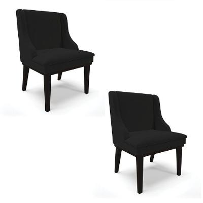 Kit 02 Cadeiras De Jantar Liz Base Madeira Preto A79 Preto