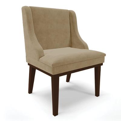 Cadeira De Jantar Suede Marrom Rato Base Fixa Madeira
