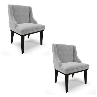 Kit 02 Cadeiras De Jantar Base Madeira Preto Cinza