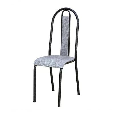 Cadeira Tubular Cromo Preto 058 Assento Grafiato Grafiato