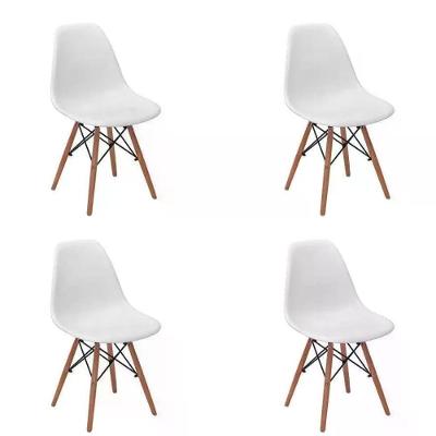 Kit 04 Cadeira Charles Eames Eiffel - Branco Branco