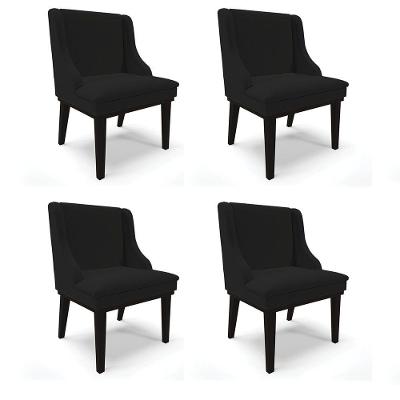Kit 04 Cadeiras De Jantar Liz Base Madeira Preto A79 Preto