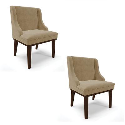 Kit 02 Cadeiras De Jantar Suede Marrom Rato Base Madeira