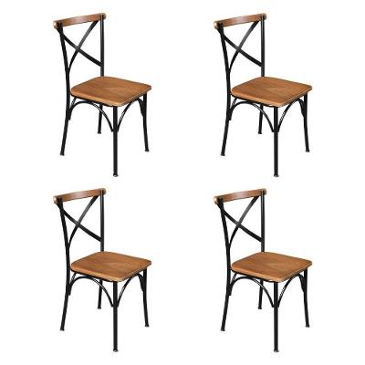 Kit 4 Cadeiras De Jantar Industrial Paris Base Alumínio - Castanho - Marrom