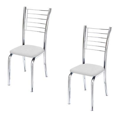 Kit 2 Cadeiras Iara Cromada Para Cozinha Branco