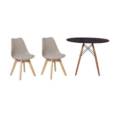 Kit Mesa Jantar Eiffel 100cm Preta + 02 Cadeiras Leda Nude