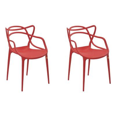 Kit 2 Cadeiras Decorativas Sala e Cozinha Feliti Vermelha