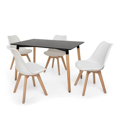 Kit Mesa Jantar Eiffel 120x80 Preta + 04 Cadeiras Leda - Branca