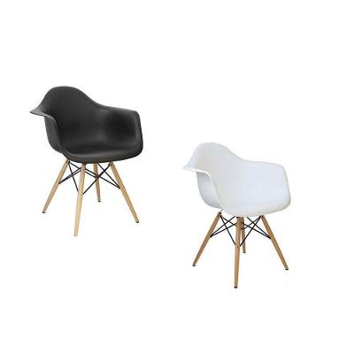 Kit 2 Cadeira Charles Melbourne Madeira Branco Preto Facthus