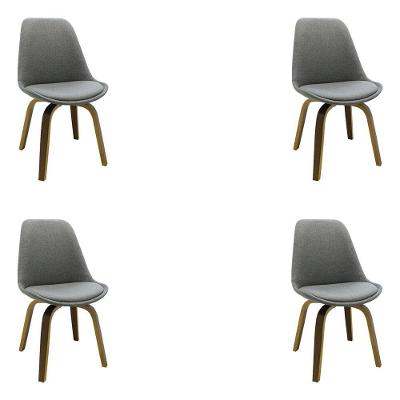 Kit 4 Cadeiras Decorativas Sala E Escritório Softline Linho Cinza G56 - Gran Belo