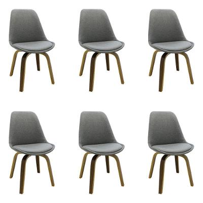 Kit 6 Cadeiras Decorativas Sala E Escritório Softline Linho Cinza G56 - Gran Belo