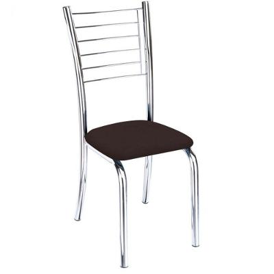 Cadeira Iara Cromada Para Cozinha Corino Marrom