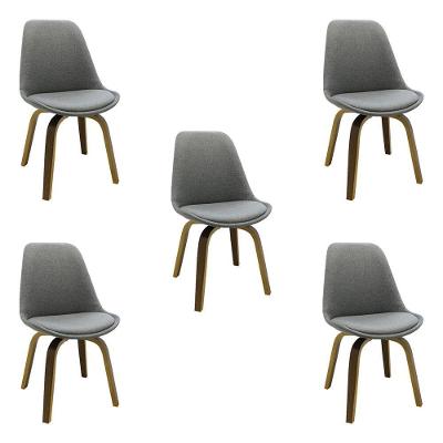 Kit 5 Cadeiras Decorativas Sala E Escritório Softline Linho Cinza G56 - Gran Belo
