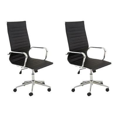Kit 2 Cadeiras Executivas Escritório Royal Pu Sintético Preta G56 - Gran Belo