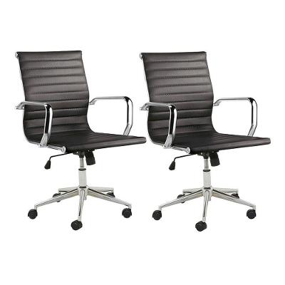 Kit 2 Cadeiras Executivas Escritório Royal Baixa Pu Preta