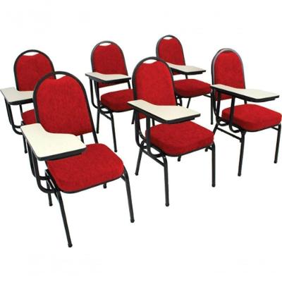 Kit 6 Cadeiras Universitárias Para Auditórios Hotel Vermelho