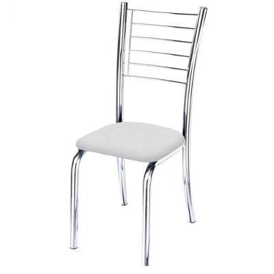 Cadeira Iara Cromada Para Cozinha Corino Branco