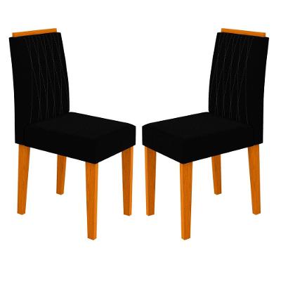 2 Cadeiras Sala De Jantar Ana Ype Preto Veludo Vl07