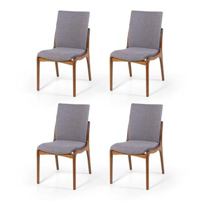 Conjunto 4 Cadeiras De Jantar Estofada Garbo Cinza Escuro