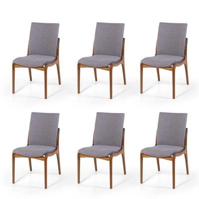 Conjunto 6 Cadeiras De Jantar Estofada Garbo Cinza Escuro
