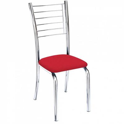 Cadeira Lara Cromada Para Cozinha Corino Vermelho