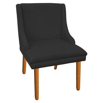 Cadeira de Jantar Liz Suede Preto Pé Palito Castanho D'Rossi