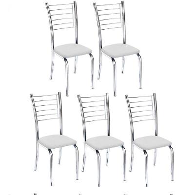 Kit 5 Cadeiras Iara Cromada Para Cozinha Branco
