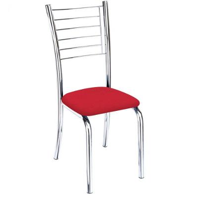 Cadeira Vanessa Cromada Para Cozinha Assento Vermelho