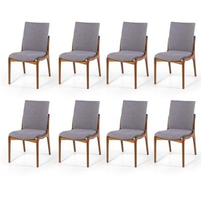 Conjunto 8 Cadeiras De Jantar Estofada Garbo Cinza Escuro