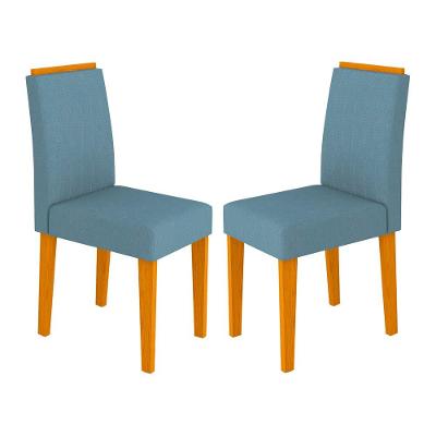 2 Cadeiras Sala De Jantar Ana Ype Azul Claro Veludo