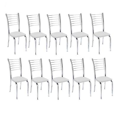 Kit 10 Cadeiras Iara Cromada Para Cozinha Branco