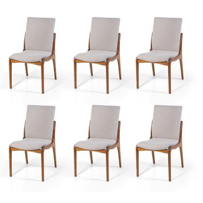 Conjunto 6 Cadeiras De Jantar Estofada Garbo Cinza Claro