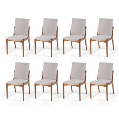 Conjunto 8 Cadeiras De Jantar Estofada Garbo Cinza Claro