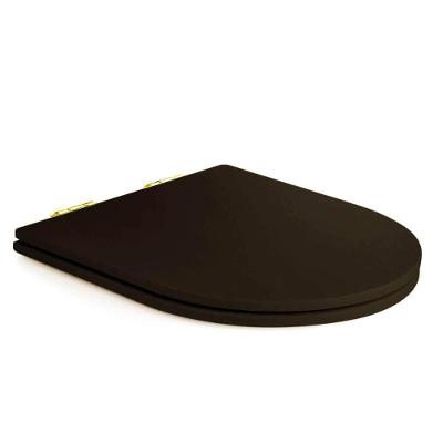 Assento Poliester Soft Close Carrara Marrom Fosco Para Vaso Deca Com Ferragem Dourada