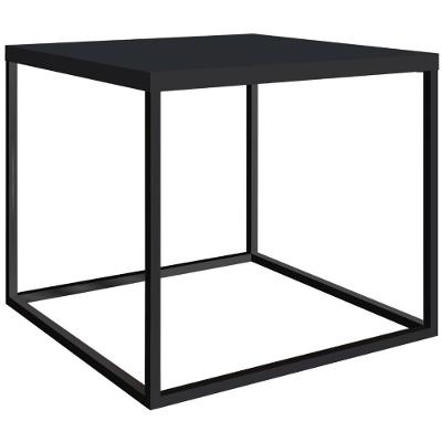Mesa De Centro Quadrada Cube G Artesano 43 Cm (altura) Em Mdp Preto Estrutura Em Aço Preto