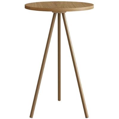 Mesa Lateral Redonda Artesano 53,5 Cm (altura) Em Mdp Hanover Estrutura Metálica Em Aço Dourado