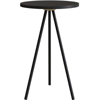 Mesa Lateral Redonda Artesano 53,5 Cm (altura) Em Mdp Preto Estrutura Metálica Em Aço Preto