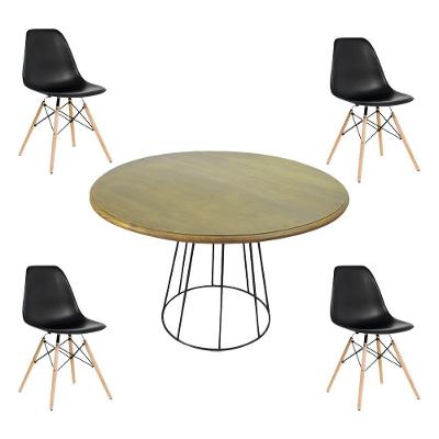 Conjunto Mesa De Jantar 4 Cadeiras Garabit/telaio Preto/castanho
