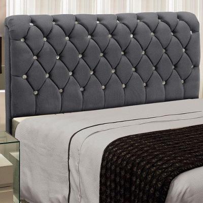 Cabeceira Fernanda 1,60 Para Cama Box Queen - Veludo Chumbo