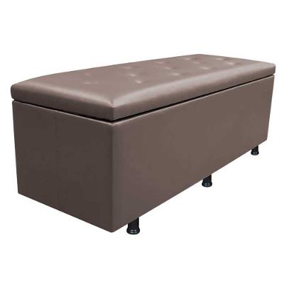 Calçadeira Baú Casal King 195cm Estofada Liz S05 Sintético Marrom - Mpozenato