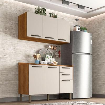 Cozinha Compacta Valencia 2 Peças 6 Portas 2 Gavetas Salleto Moveis Cinamomo Com Off White