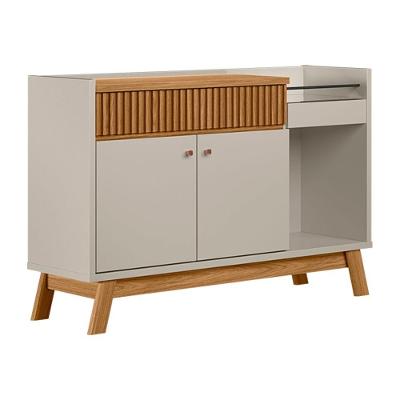 Buffet Aparador Carol 2 Portas Nature E Off White 87x133 Cm L04 - D'rossi