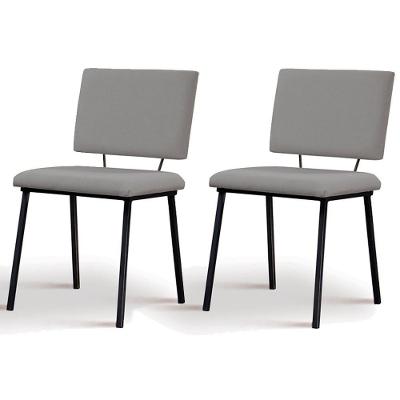 Kit 2 Cadeiras Estofadas Base Em Aço F38 Cinza