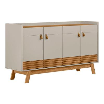 Buffet Aparador Dara 4 Portas Nature E Off White 88x160 Cm L04- D'rossi