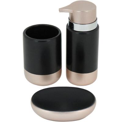 Clássico Jg Banheiro Cerâmica Preto 3Pç