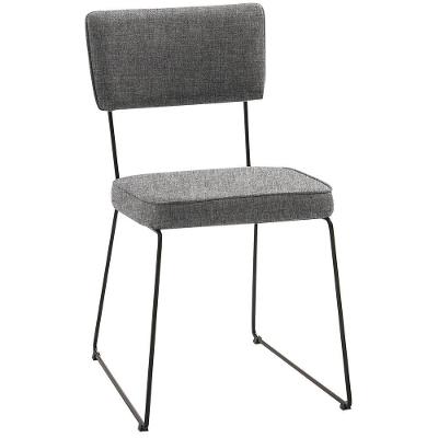 Cadeira Estofada Base Em Aço F53 Cinza