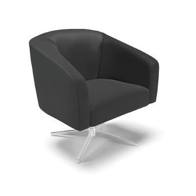 Poltrona Giratória Stella Corino Base Cromada - D'rossi Cor Preto