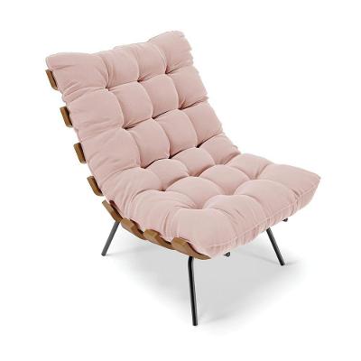 Poltrona Costela Veludo Base Metálica Preto - D'Rossi Rose