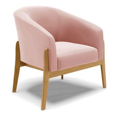 Poltrona Stella Veludo Base Madeira Castanho - D'rossi Cor Rose
